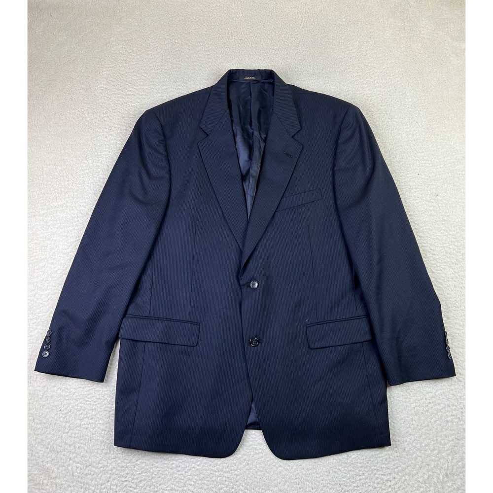 Hart Schaffner Marx Blazer Mens 44R Navy Blue Wool Gold Trumpeter Nordstrom USA